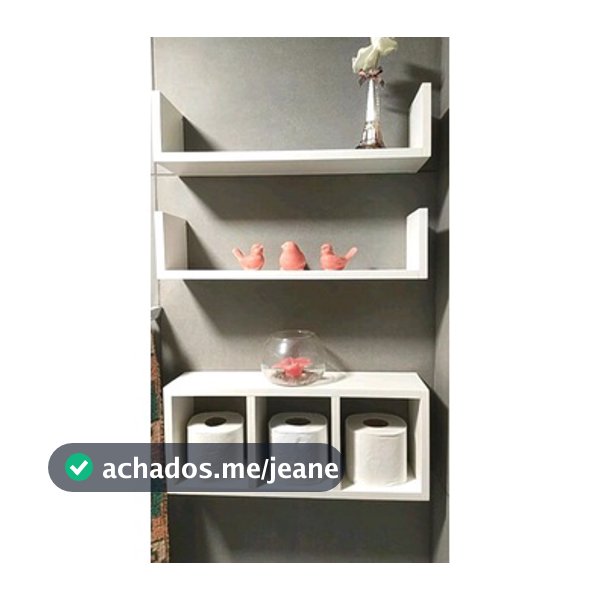Nicho Com Divisória E 2 Prateleiras Em U Mdf Branco Banheiro Papel Higiênico