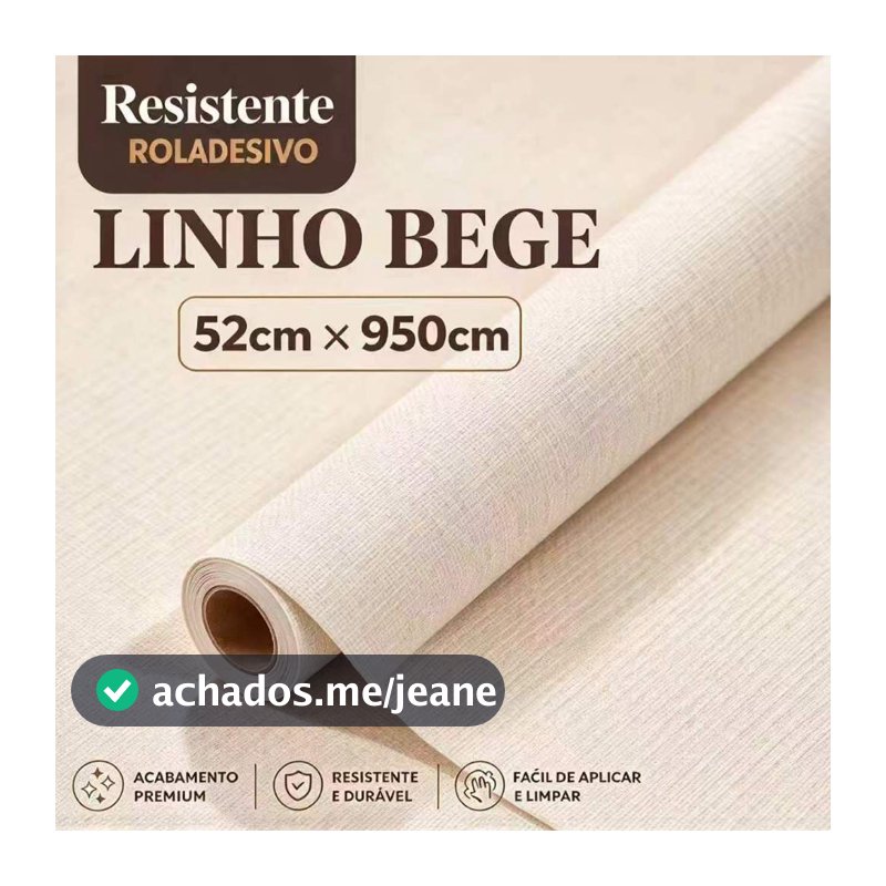 Papel de Parede Linho Bege Relevo Profundo - Rolo 9.2m x 53cm - Vinílico Anti-Rasgo