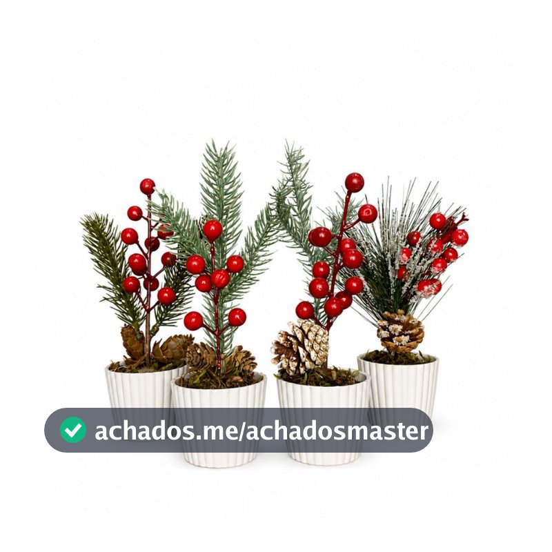 Kit 4 Enfeites De Natal Arranjos Natalinos Vasos Decoração