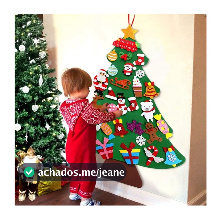 Arvore de Natal Feltro Infantil Montessori Decorativa com 20 Enfeites