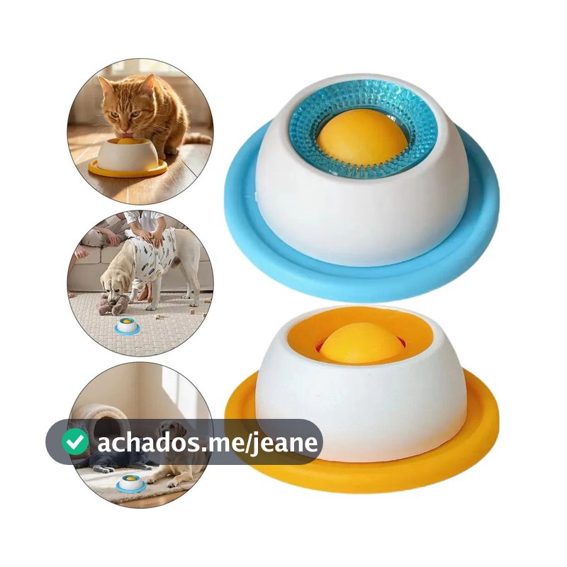 Tapete Lamber Cães e Gatos, Alimentador Lento, Prato Iogurte, Dispensador Interativo, Tigela Lanche