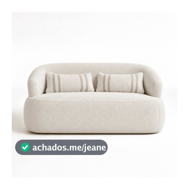 Sofá Namoradeira Serena Orgânico Bouclê Off White Com Almofadas Sofisticada e Confortável para Sala de Estar – AV