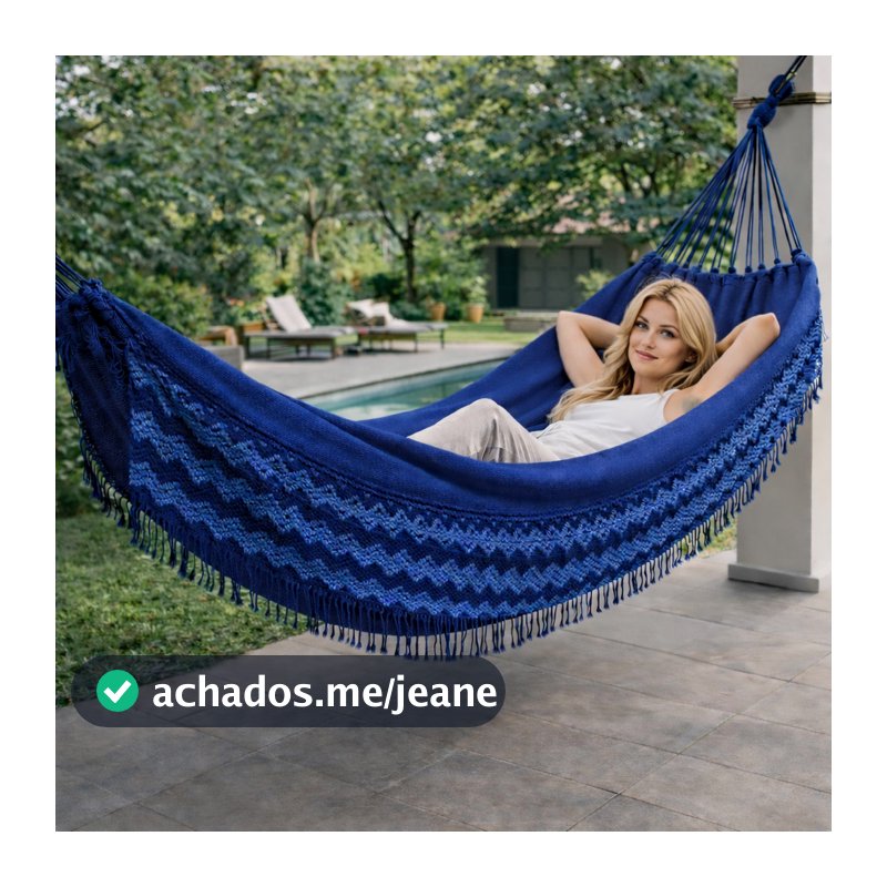 Rede De Dormir Descanso 4Metros Grande Casal Reforçada Jeans Mesclada Franja Algodão  Envio Imediato