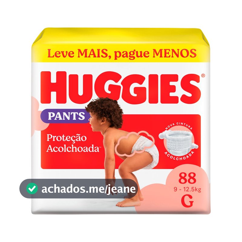 Fralda Huggies Pants Roupinha Proteção Acolchoada Tamanho G 88 Unidades Descartáveis