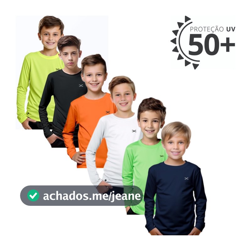 Camisas UV Infantil Termica - 2 a 16 anos - Masculino Juvenil - Menino - bebe - Blusa UV