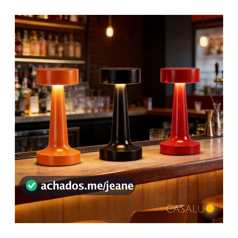 Luminária Abajur de Mesa Cogumelo Portátil ABS LED Sem Fio Quarto Restaurante Recarregável USB Touch