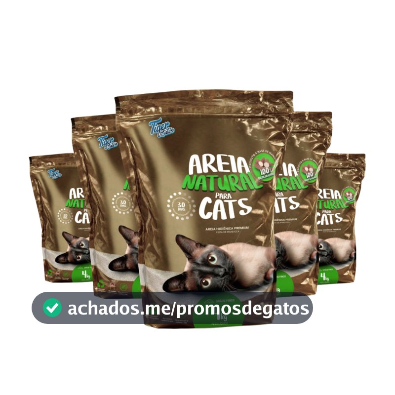Areia Higiênica Natural Biodegradável Mandioca Para Gatos 20kg Tiger Cats