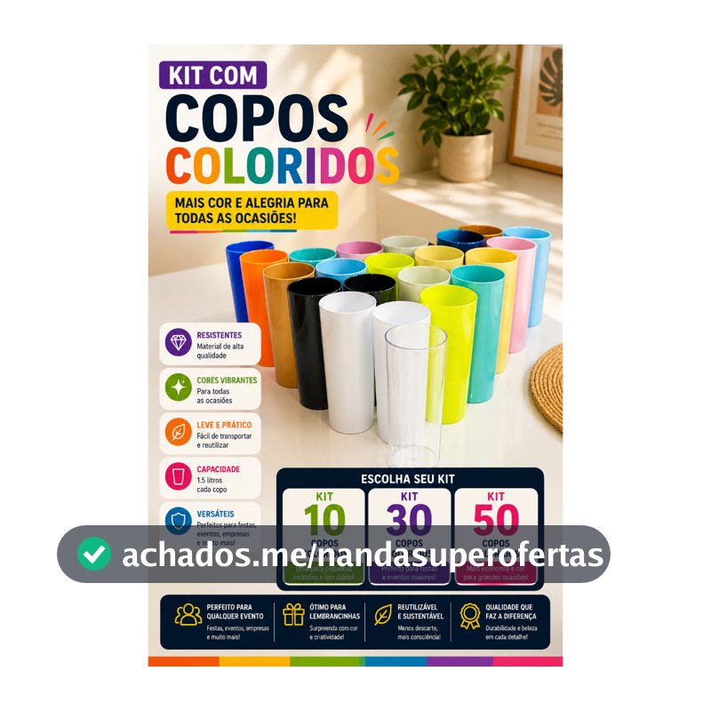 Kit 10/30 ou 50 Copos Long Drink 350ml Acrílico para Lembrancinha, Festa ou Personalizar