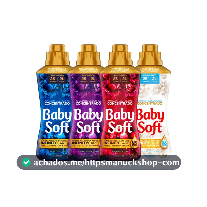 Kit com 4 Amaciantes Concentrado Baby Soft  de 500ML - Todas as fragrâncias para você provar e escolher a sua favorita.