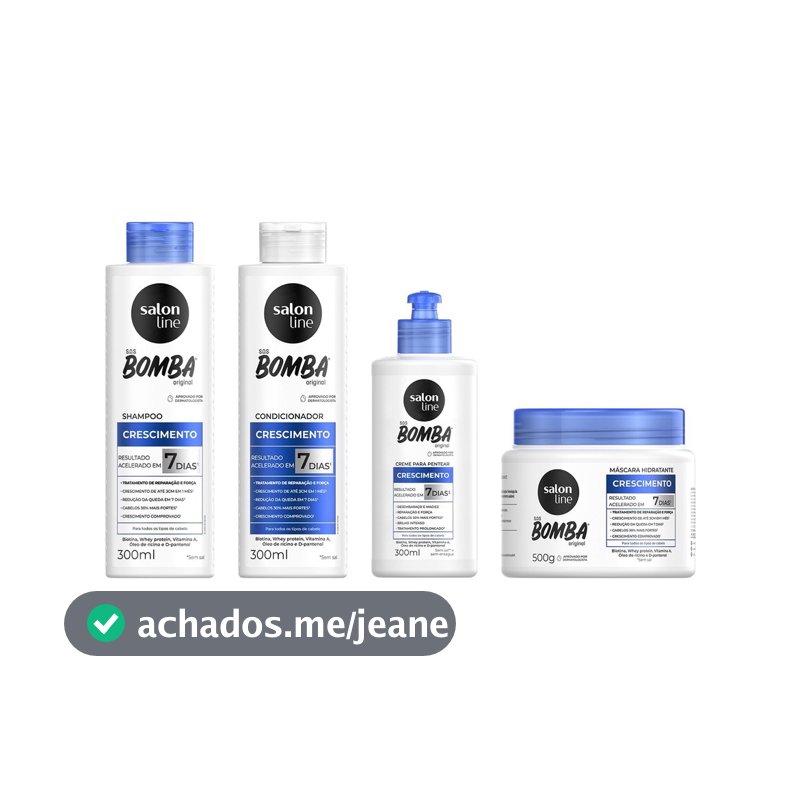 Kit SOS Bomba Original Shampoo + Condicionador + Creme de Pentear + Máscara 500g