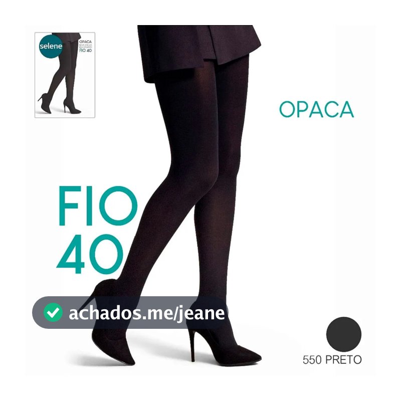 Meia Feminina Opaca Fio 40 Selene Preto Original 9650