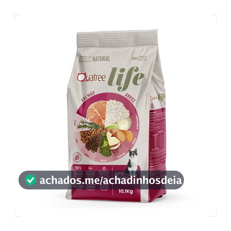 Ração Quatree Life Gatos Adultos Salmão e Arroz - 10,1Kg