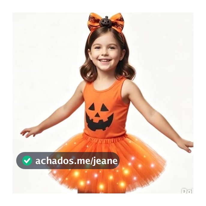 Fantasia infantil menina halloween abóbora c laranja kit 3 pçs tiara Body bore colan saia tule com led luz.