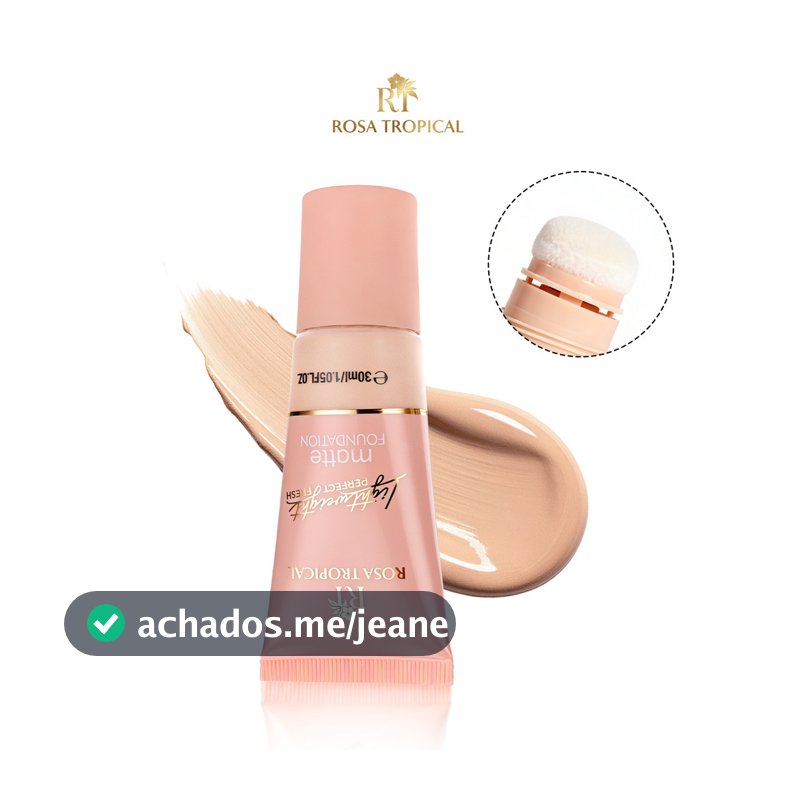 Base Líquida Matte Rosa Tropical Cushion Alta Cobertura À Prova d'Água