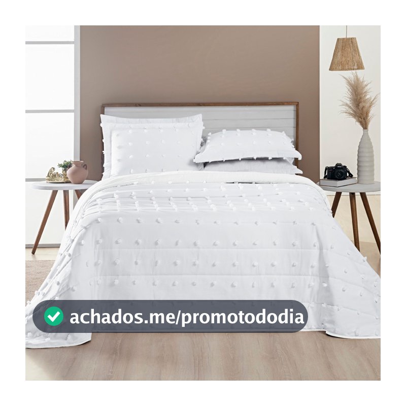 Cobre Leito Solteiro Casal Queen King Pompom 300 Fios Dupla Face 2 e 3 Peças