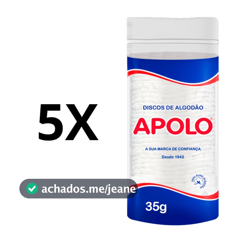 Kit 5 Algodão Disco Apolo  Limpeza Facial  Removedor Maquiagem Esmaltes 35g