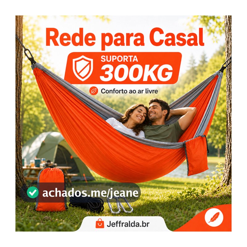 Rede De Dormir Casal Portátil 300kg 270140cm Nylon 210T Resistente - Ideal para Camping, Lazer e Aventura na Selva