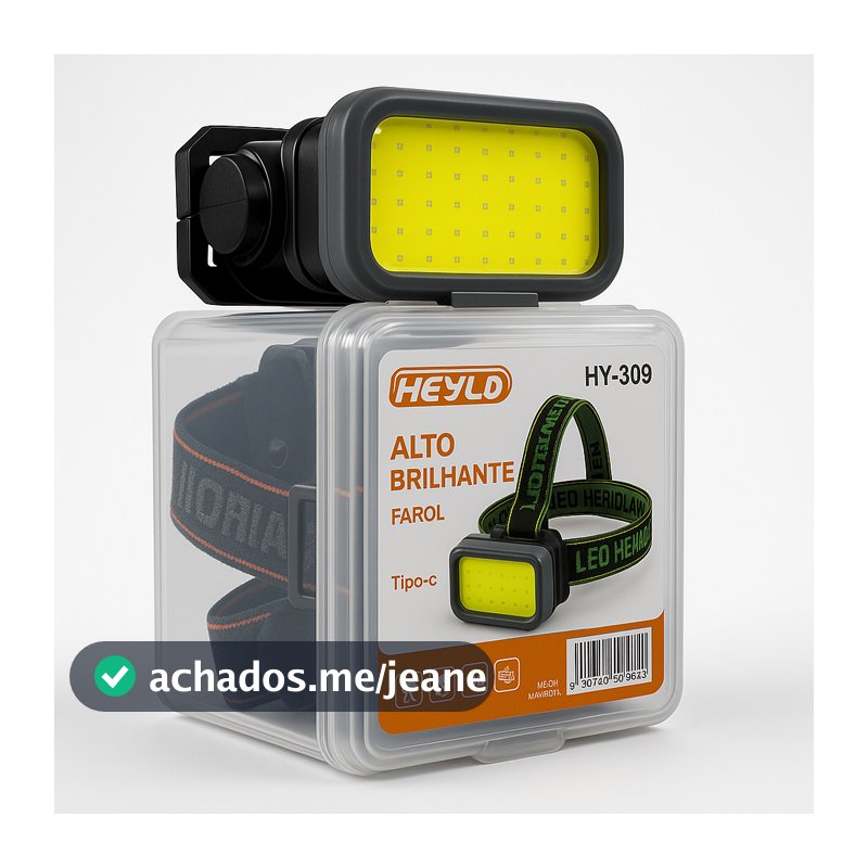Lanterna de Cabeça Recarregável LED COB 50 Leds 4 Modos USB Tipo-C Elástico Ajustável
