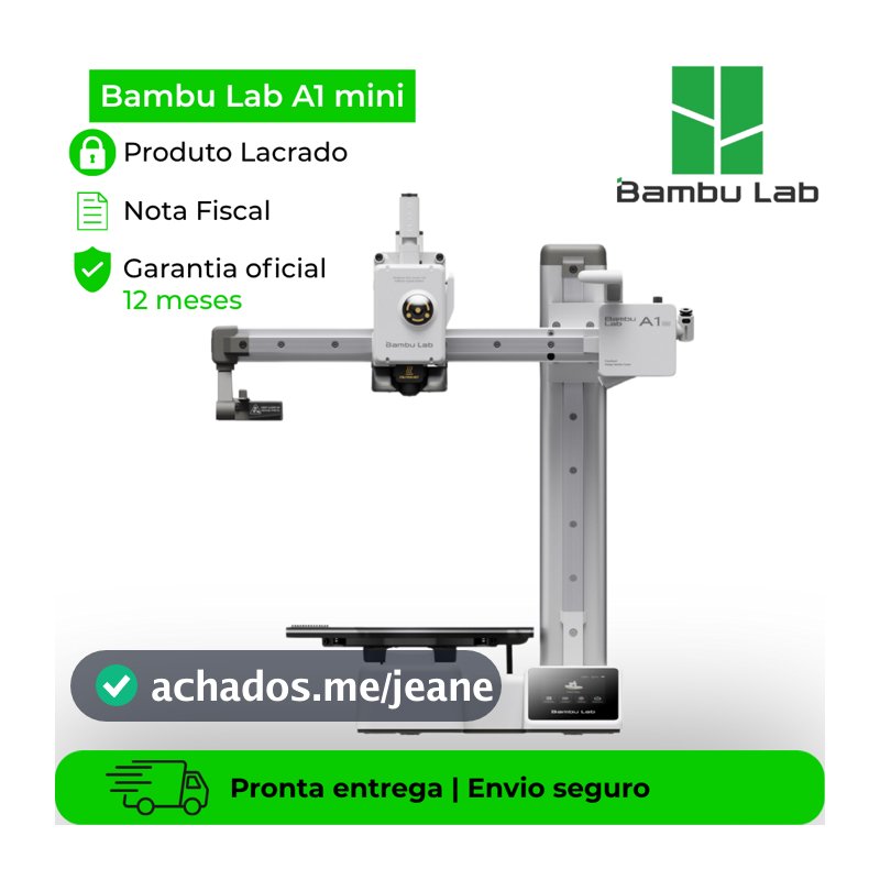 Impressora 3D Bambu Lab A1 Mini Sem AMS Lite Bivolt 500mm/s Wi-Fi