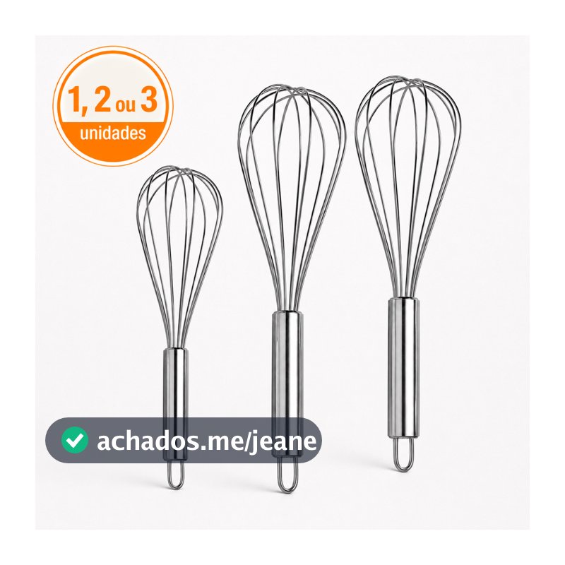 Kit Batedor Fouet Profissional De Ovos e Massas Inox Utensílios Cozinha 29cm