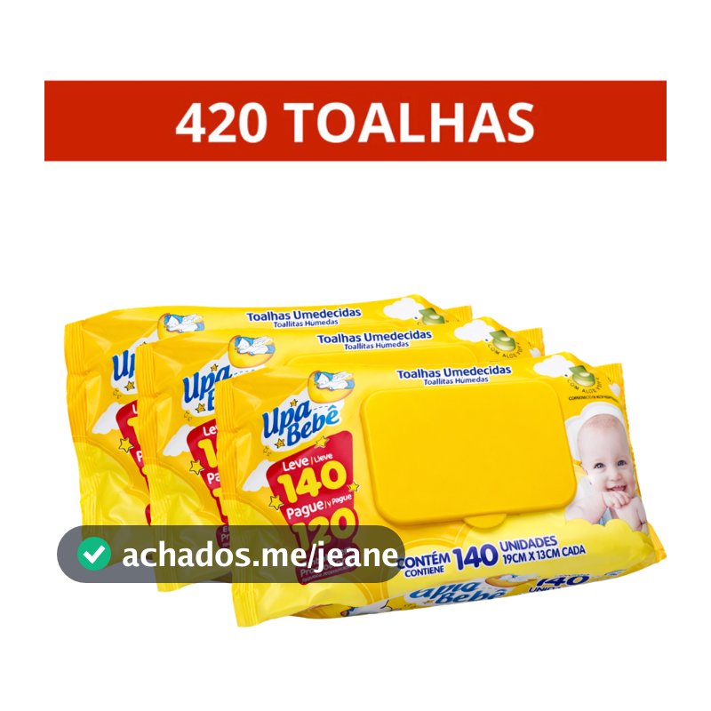 420 Toalhas Umedecidas 3 Pacotes Upa Bebê Promoção