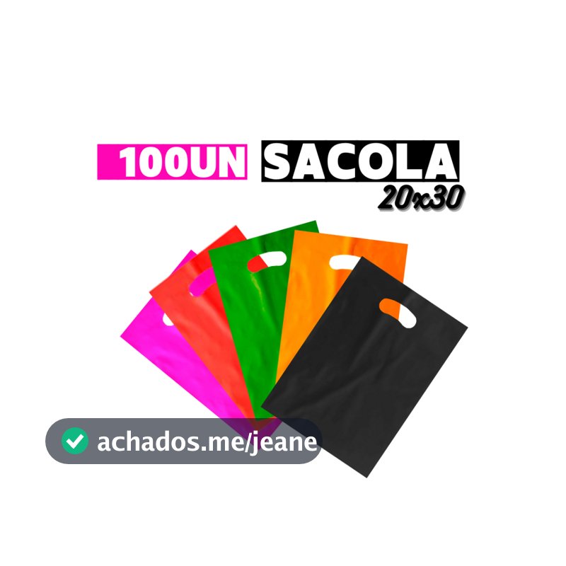 100 Sacolas Boca de Palhaço 20x30 Alça Vazada Várias Cores Sacola Para Lojas