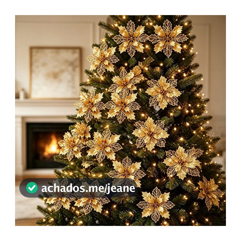 10 Peças Comemorando Árvore De Natal Flor Glitter Decoração Decorações Presentes De Ano Novo