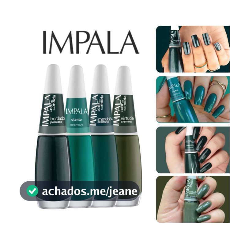 Kit 4 Esmalte Impala Atacado Tons Verde Cremoso