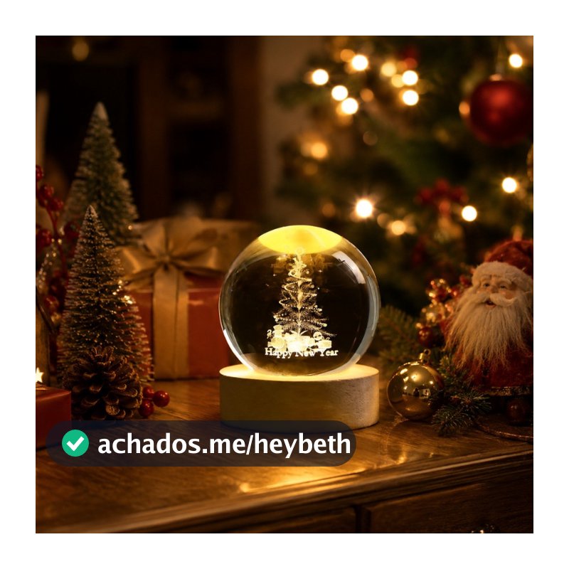 Luminária De Mesa USB Globo De Cristal Iluminado Arvore De Natal