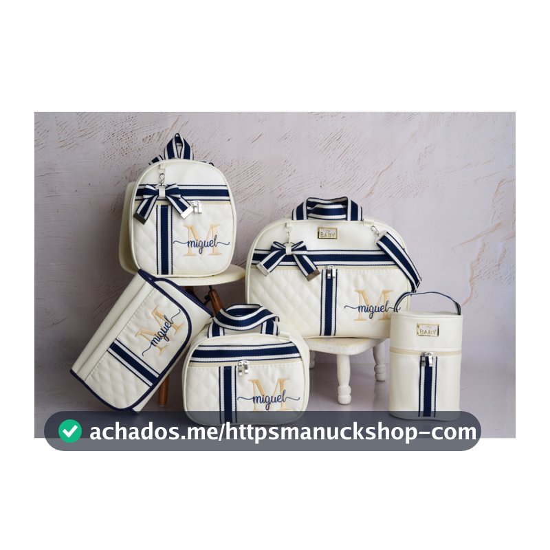 Kit Bolsa Maternidade Luxo 5 Peças Personalizadas com Nome