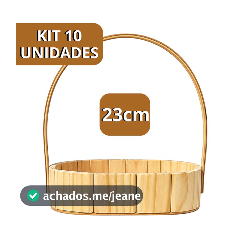 Kit 10 Cestas de Madeira Fraldeira Oval 23cm Para Presente Dias Das Mães Páscoa Namorados Natal