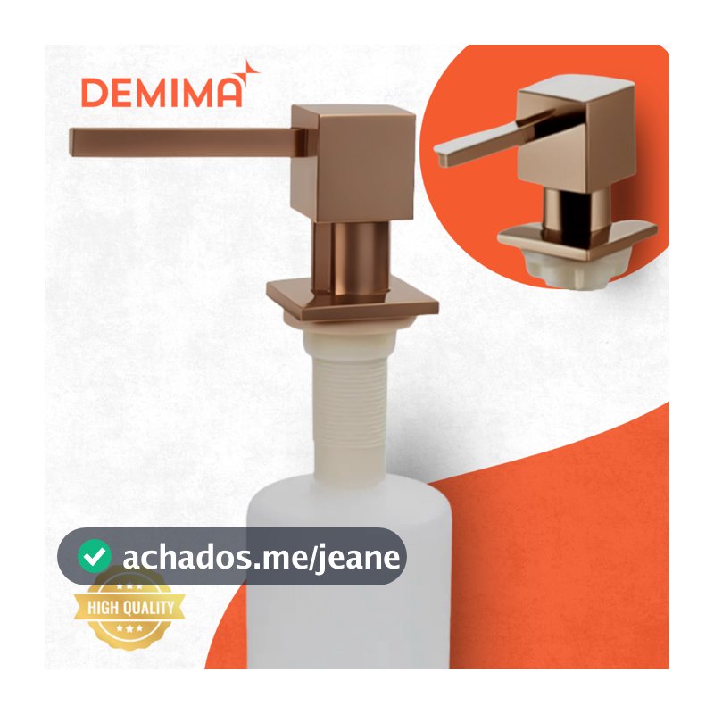 Dispenser Embutir 500ML Inox 304 Quadrado Pia/Cozinha 500ML Rosé Gold - Demima