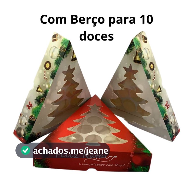 10 Caixas Árvore Natal 10 ou 6 Doces com ou Sem Berço Para Brigadeiro,Doces,Presentes,Embalagem com Visor em Acetato.