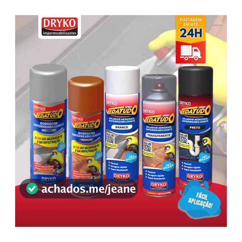 Spray Impermeabilizante Emborrachado Dryko 400ml com Secagem Rápida para Superfícies