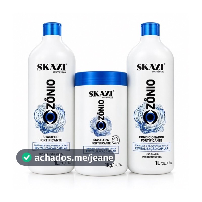Kit Shampoo Condicionador E Máscara Skazi Ozônio E Esferas De Jojoba Revitalizante 1 Litro
