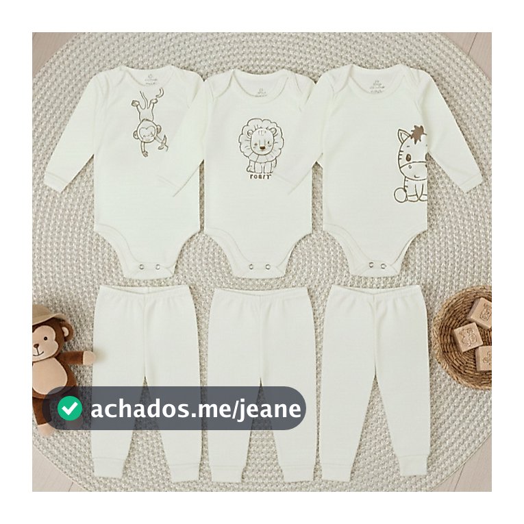 Roupa de Bebê Body + Calça 100% Algodão Minimalista Coleção Safari Neutro Nenem Unissex RN ao GG