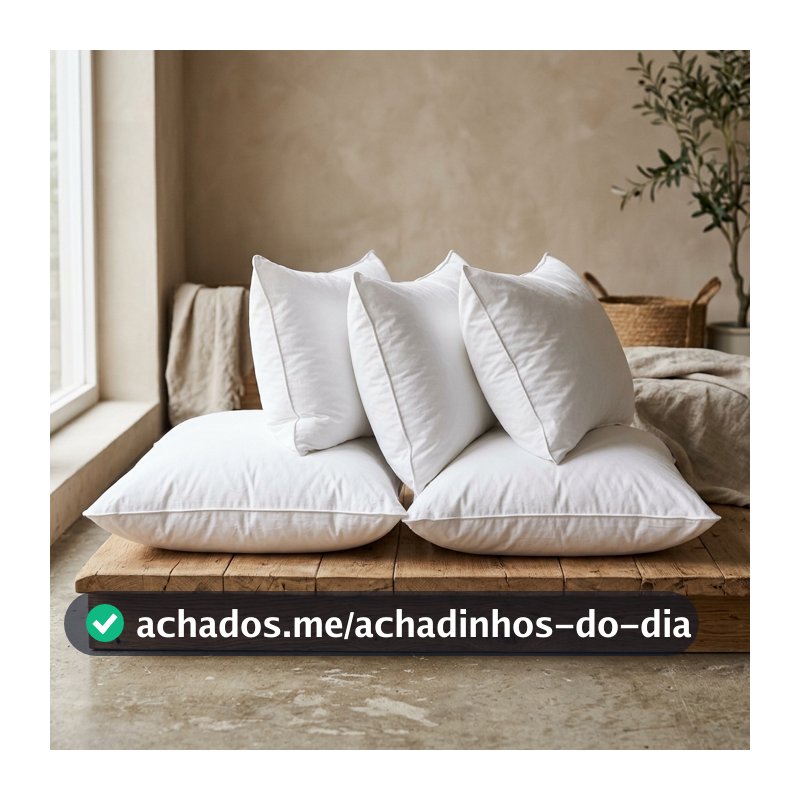 Kit 6 Travesseiro Pluma de Ganso Descanso Antiacaro 70x50cm Luxo Sintético