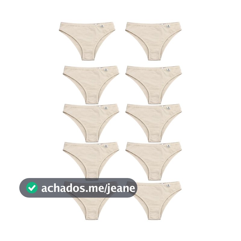 Kit Del Rio 10 Calcinhas Biquíni Algodão Lisa Areia P M G GG