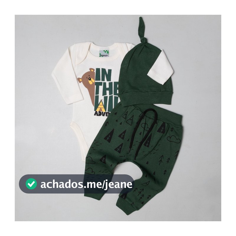 Conjunto Bebê Body + Calça + Touca Menino Roupas de Inverno