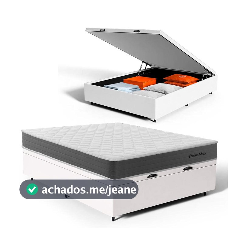 Cama Box Baú Casal com Colchão de Molas Ensacadas Classic Maxx 138x188x62cm