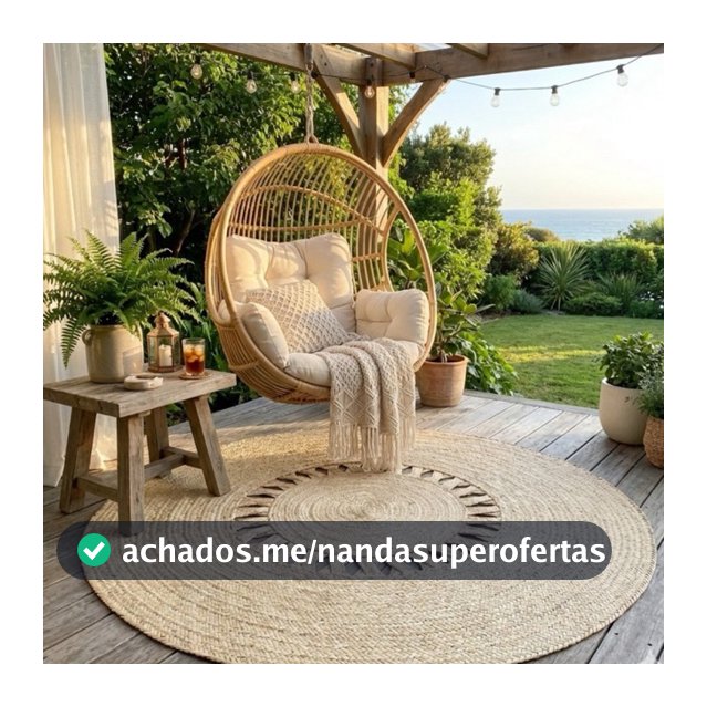 Tapete Redondo Palha Carnaúba 1,50m Artesanal Modelo X Ana Boho Natural para Sala e Quarto