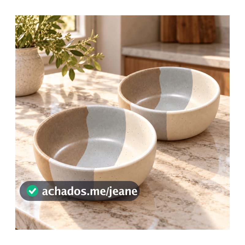 Kit com 2 Bowls de Cerâmica Nude Trio Matte para Servir Sobremesas Saladas e  Petiscos