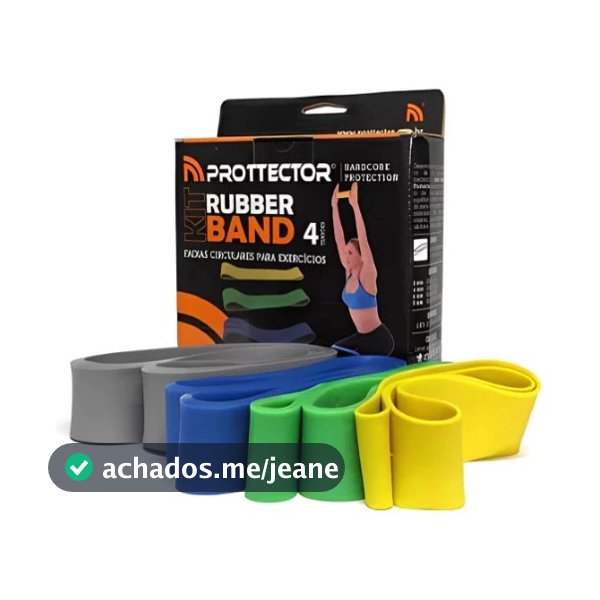 Kit com 4 Faixas Elásticas Mini Band Prottector | Pilates, Fisioterapia, Treino em Casa e Academia – Várias Tensões