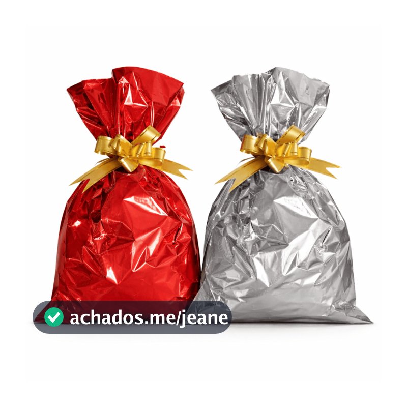 100 Sacos de Presente 20X30 Metalizado + 100 Laços Mágicos | Kit Embalagem Premium Festa