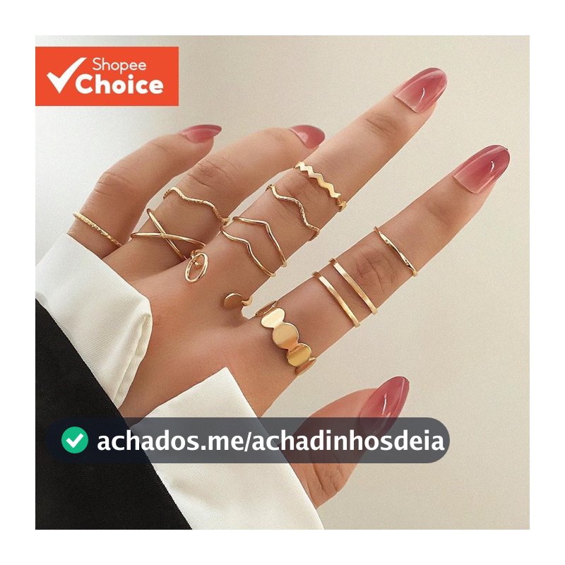 10 Peças Conjunto De Anel Cruzado De Onda De Água Minimalista Elegante Anéis Empilháveis Ajustáveis