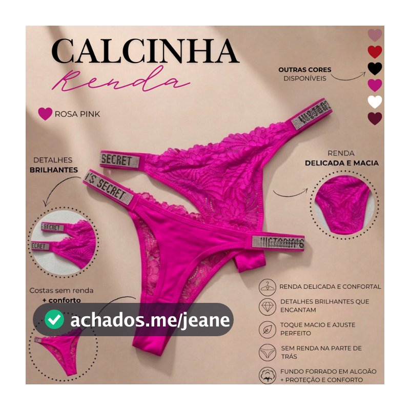 Calcinha Fio Dental Feminina em Renda com Strass Confortável Delicada Fundo em Algodão Qualidade Premium