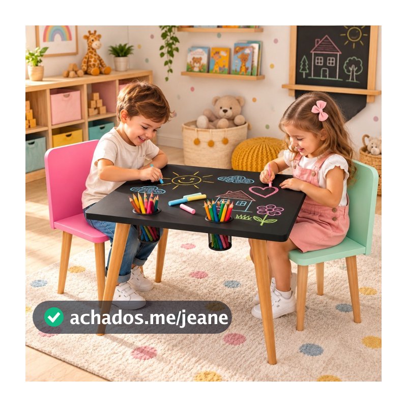 Mesinha De Atividades Infantil Com 2 Cadeiras Tampo Lousa