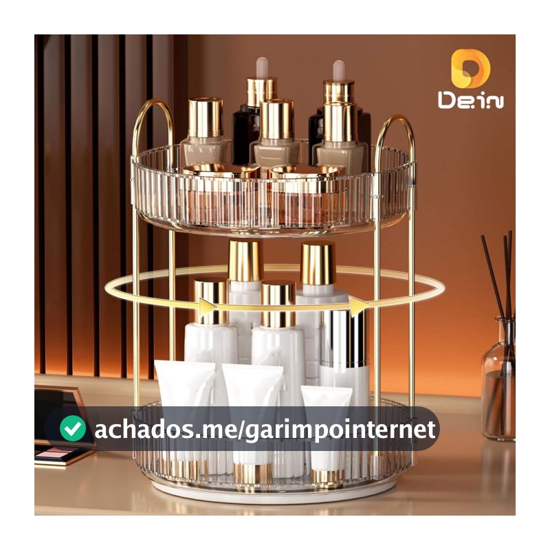 Organizador de Maquiagem Giratório – Suporte Multiuso 2/3 Andares p/ Cosméticos e Perfumes