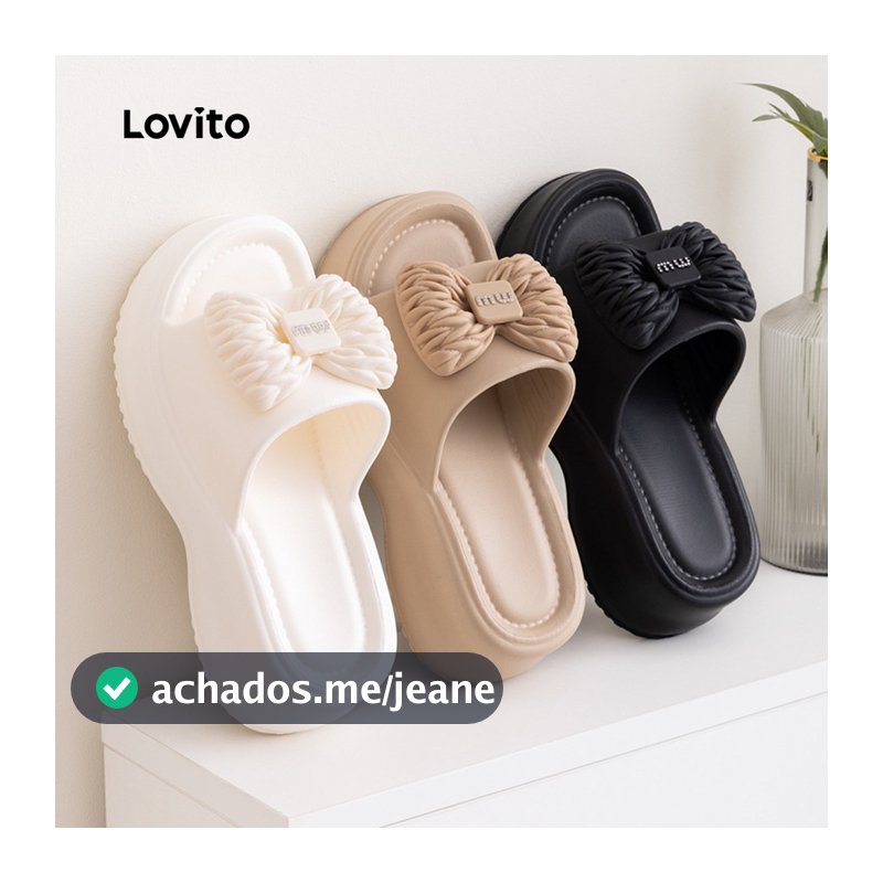 Lovito Sandálias Rasteiras Casuais Estilo Coreano Com Plataforma Modelo Simples E Confortável Na Cor Preta Para Mulheres LFA112057