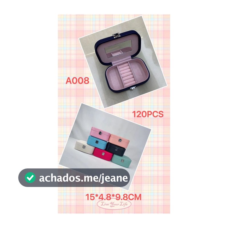 Porta-Joias Compacto com Espelho – Caixa Organizadora de Viagem com Divisórias para Anéis e Brincos